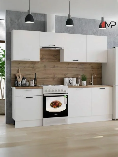 Кухонный гарнитур Паола 2,4м белый со столешницей, ЛДСП